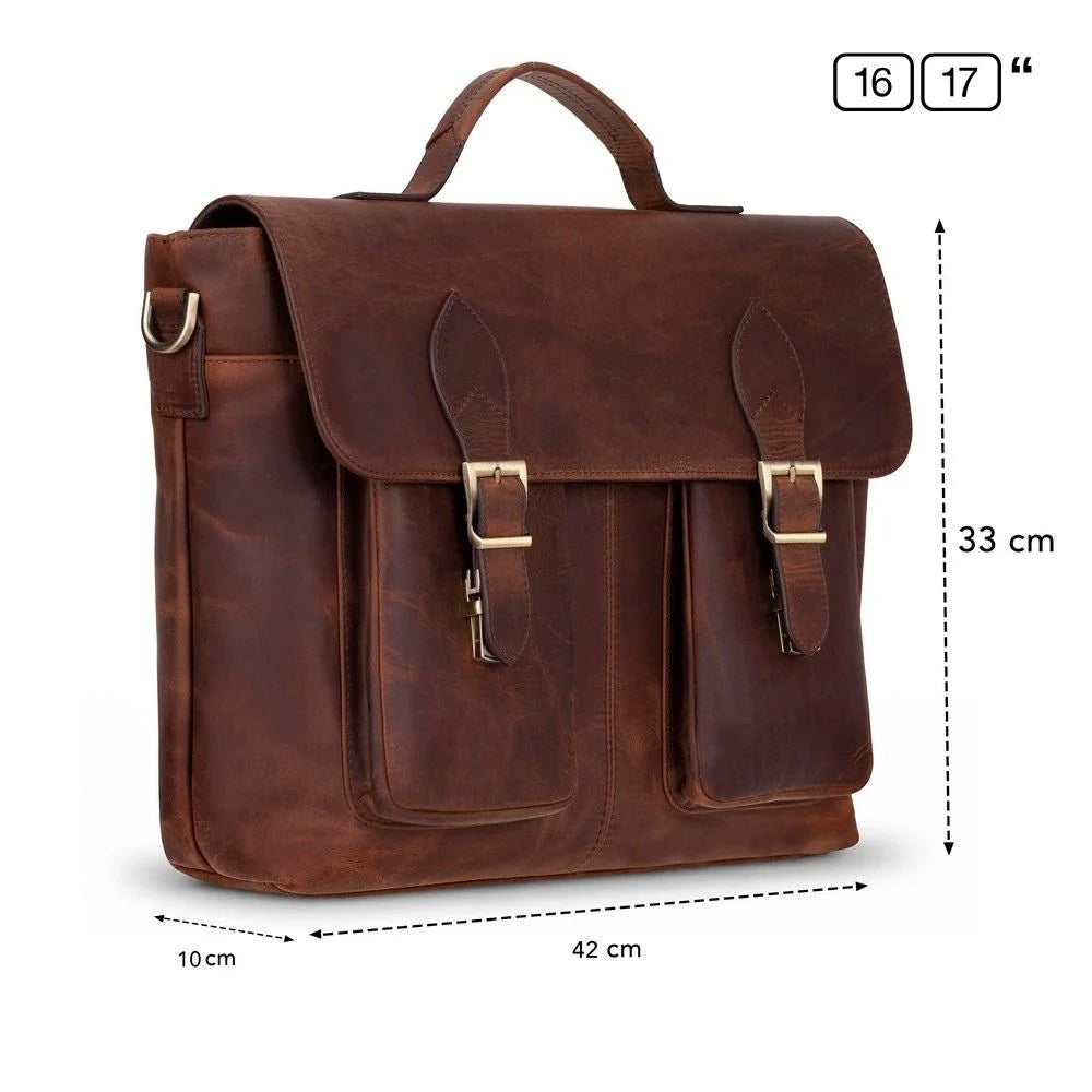 Leather Business Briefcase / Laptop Case - Olympus