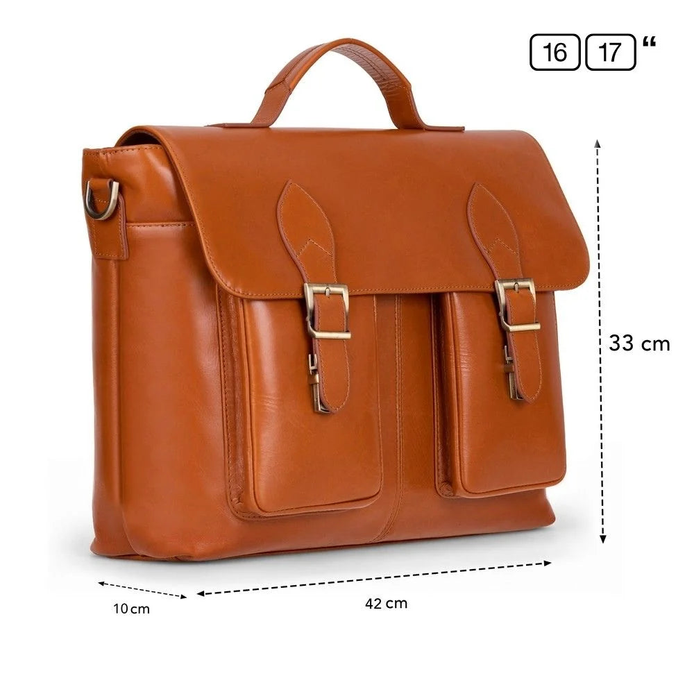 Leather Business Briefcase / Laptop Case - Olympus