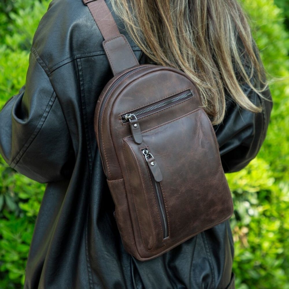 Umhängetasche aus echtem Leder für Damen und Herren - Blake