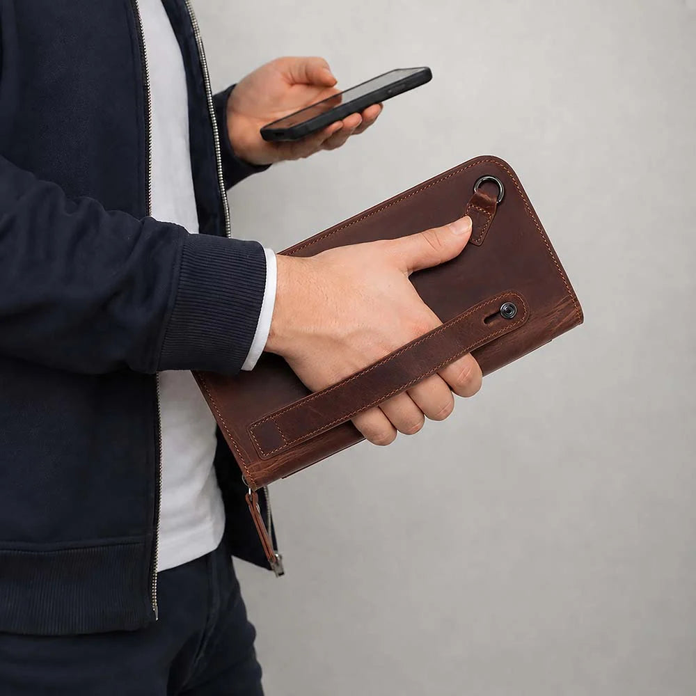 Leather Clutch Handbag - Novarco