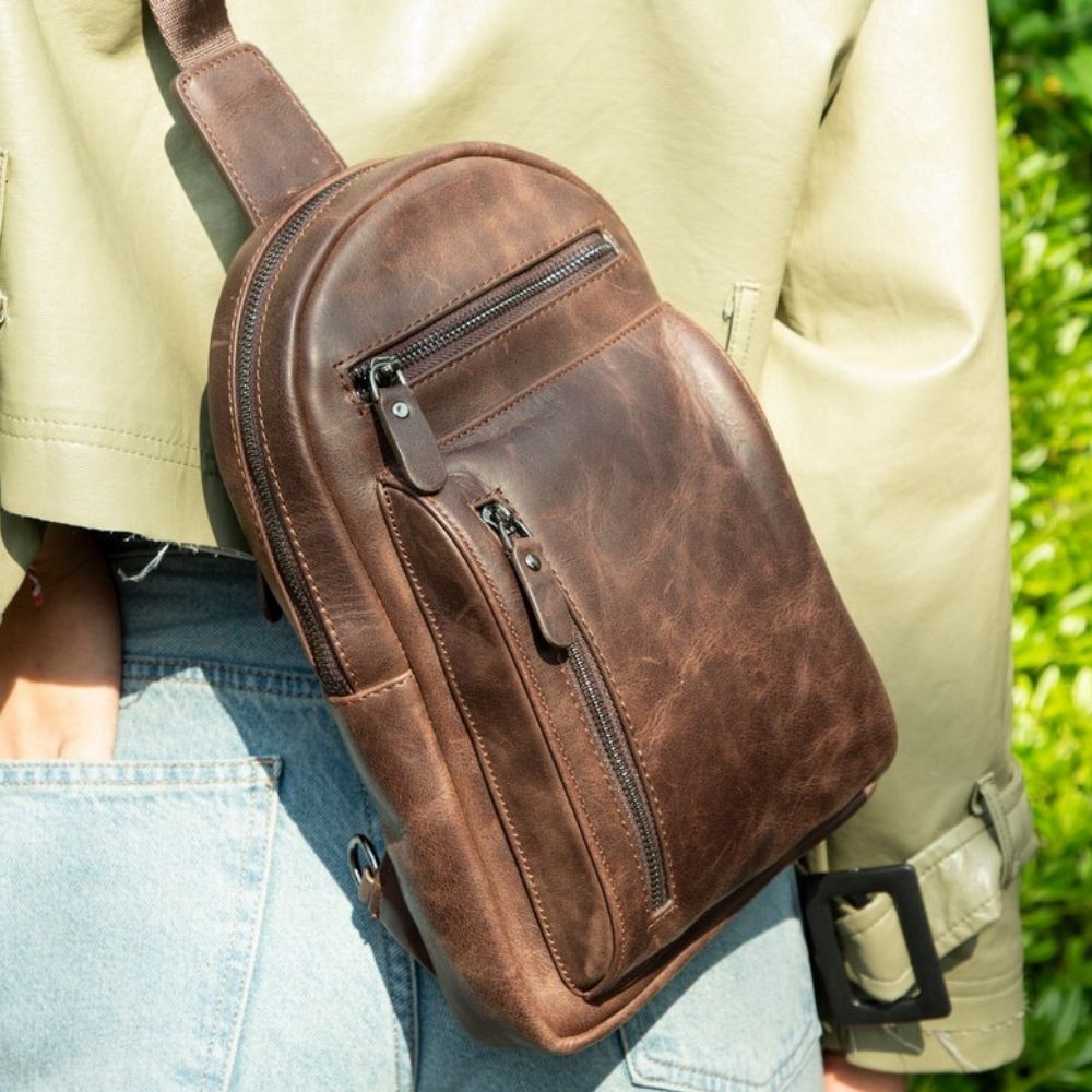 Umhängetasche aus echtem Leder für Damen und Herren - Blake