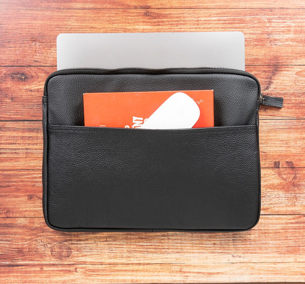 Schlanke Laptop-/Tablet-Tasche aus Leder – Awe