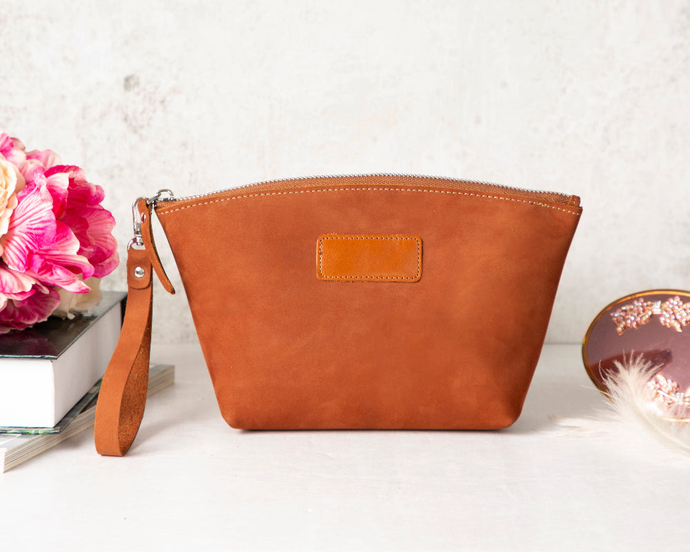 Leather Makeup Bag - Luna