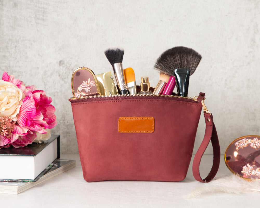 Leather Makeup Bag - Luna