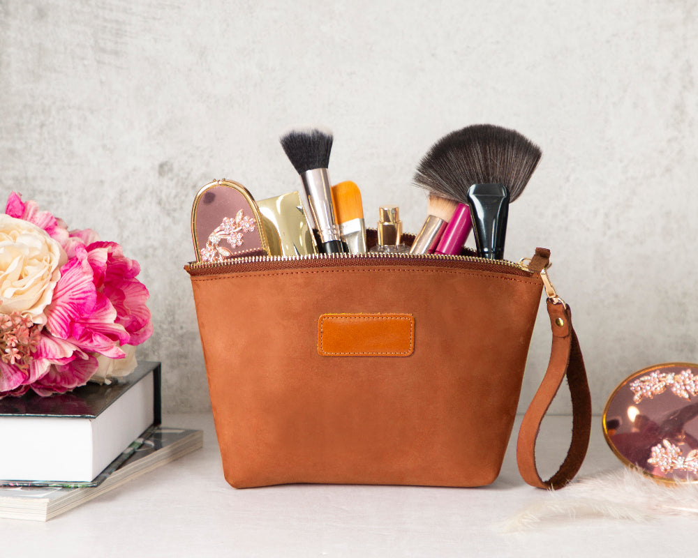 Leather Makeup Bag - Luna