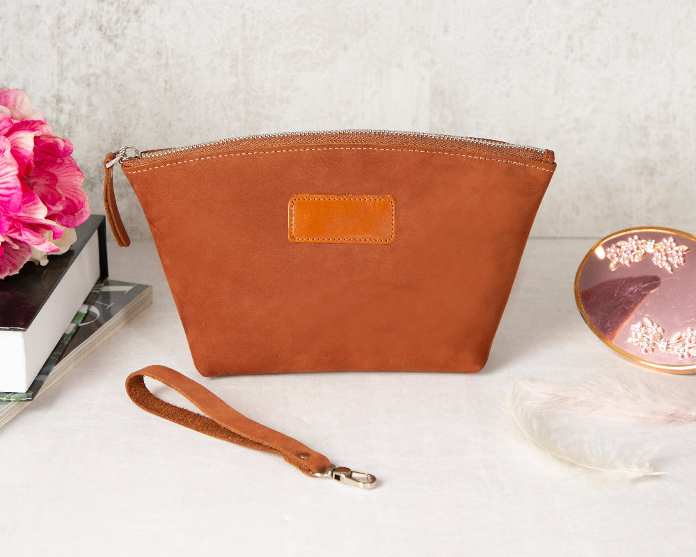 Leather Makeup Bag - Luna