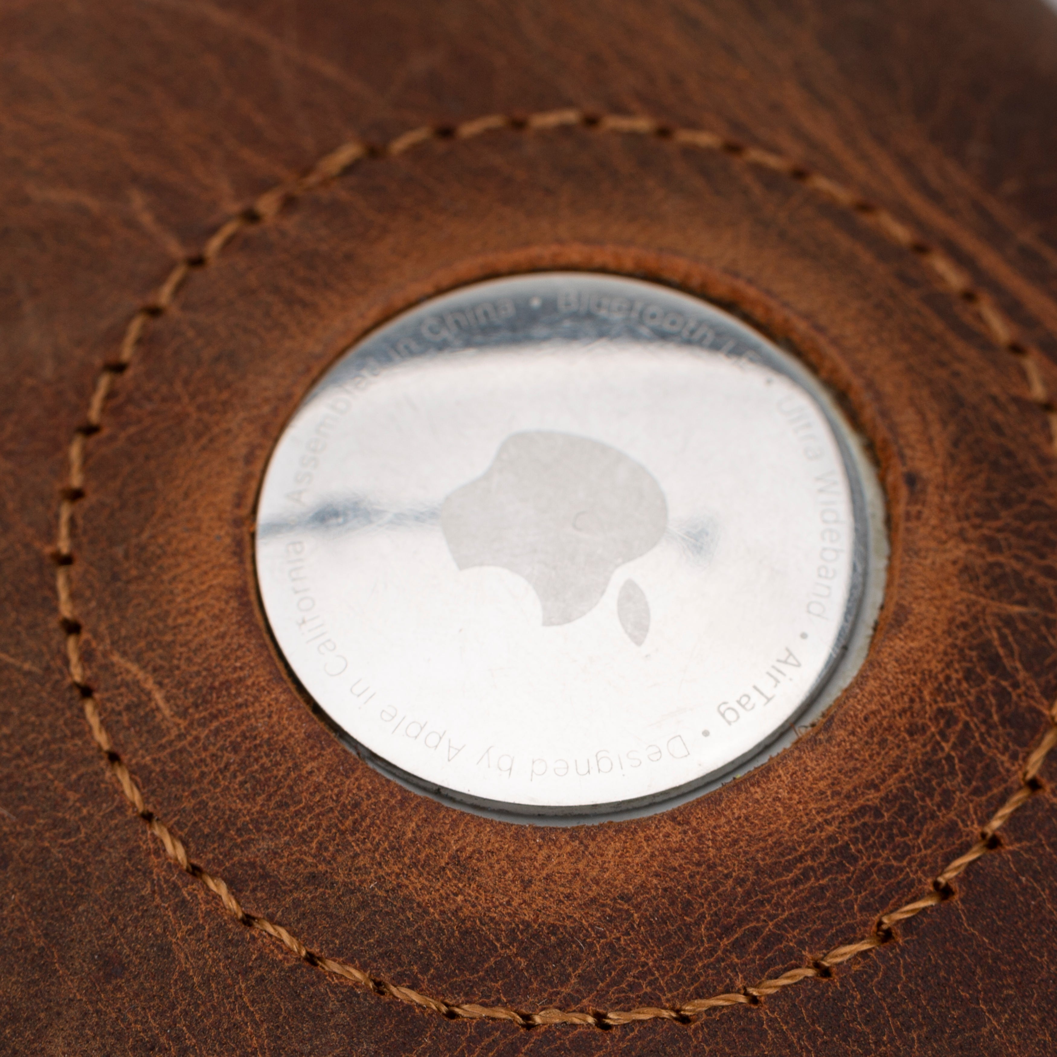 Porte-cartes mécanique en cuir véritable compatible Airtag - Palertag