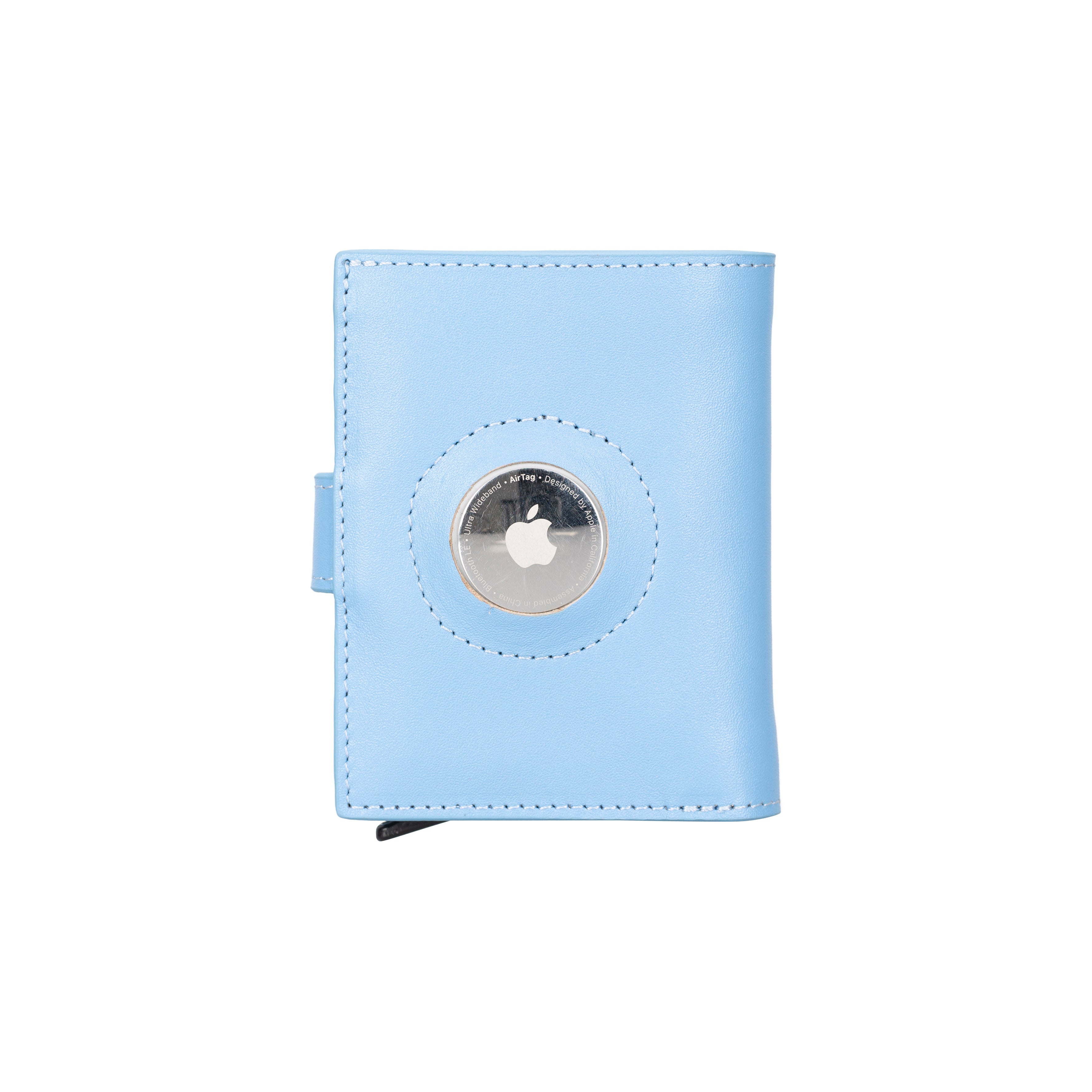 Porte-cartes mécanique en cuir véritable compatible Airtag - Palertag