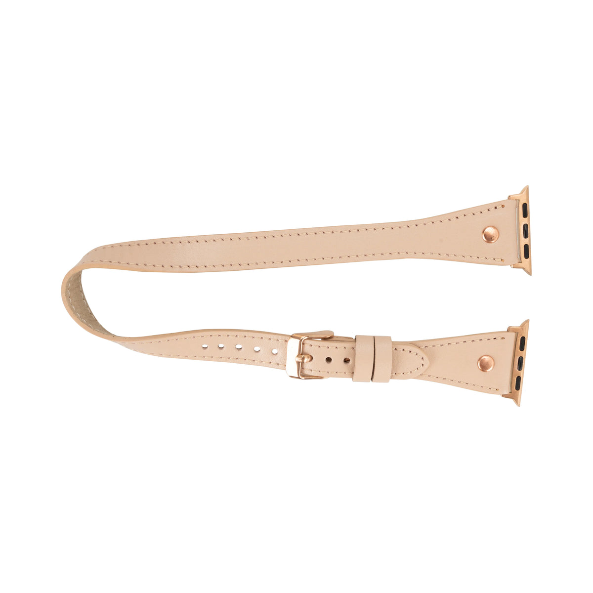 Double Tour Leather Apple Watch Band with Rose Gold Trok - Hector