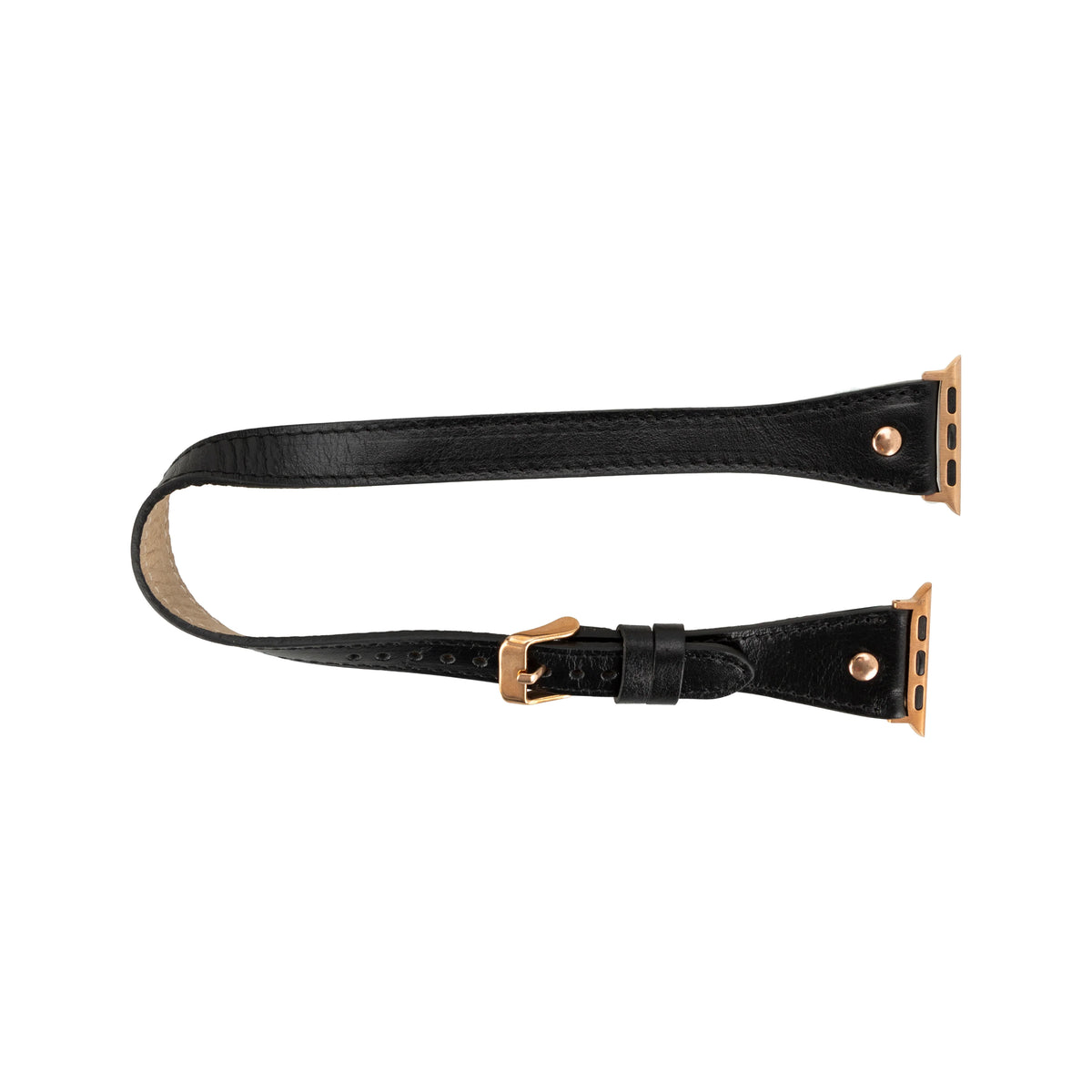 Double Tour Leather Apple Watch Band with Rose Gold Trok - Hector