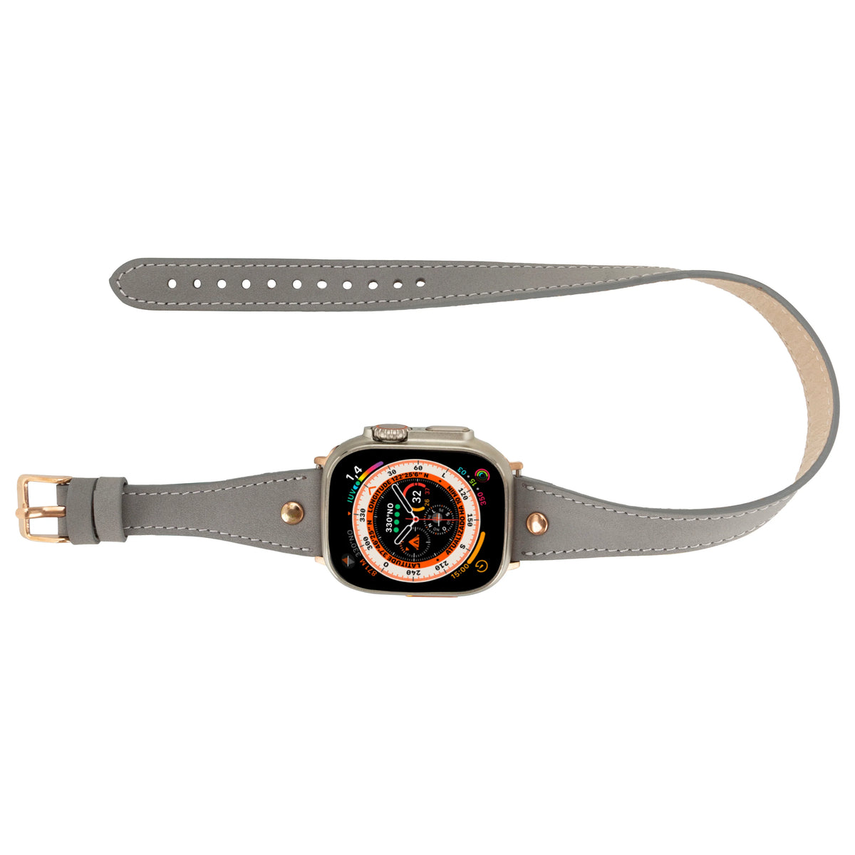 Double Tour Leather Apple Watch Band with Rose Gold Trok - Hector