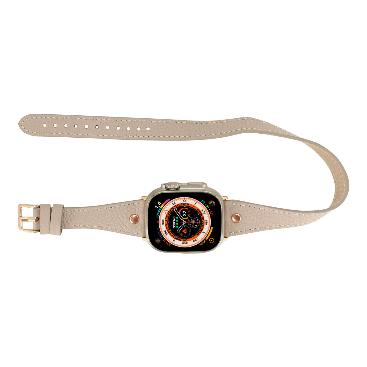 Double Tour Leather Apple Watch Band with Rose Gold Trok - Hector