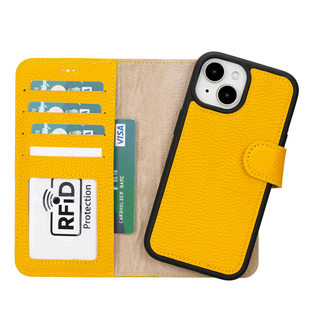Abnehmbare Lederhülle für iPhone 15 – Magic Wallet