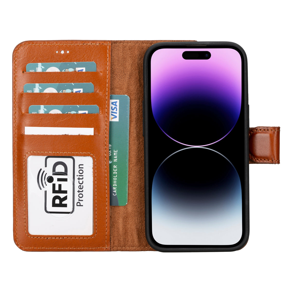 Abnehmbare Lederhülle für iPhone 15 – Magic Wallet