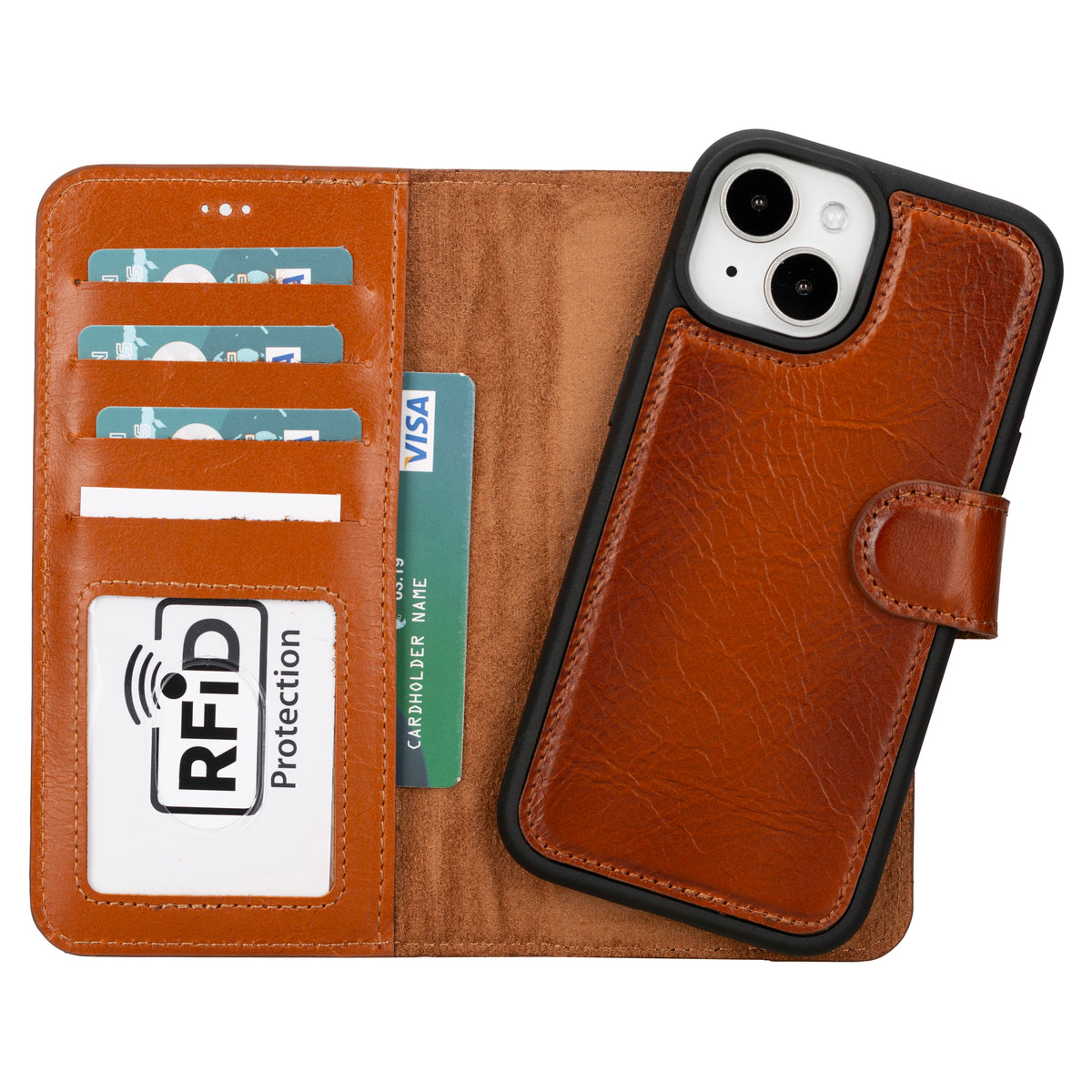 Abnehmbare Lederhülle für iPhone 15 – Magic Wallet