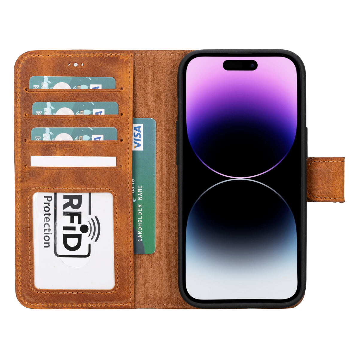 Abnehmbare Lederhülle für iPhone 15 – Magic Wallet