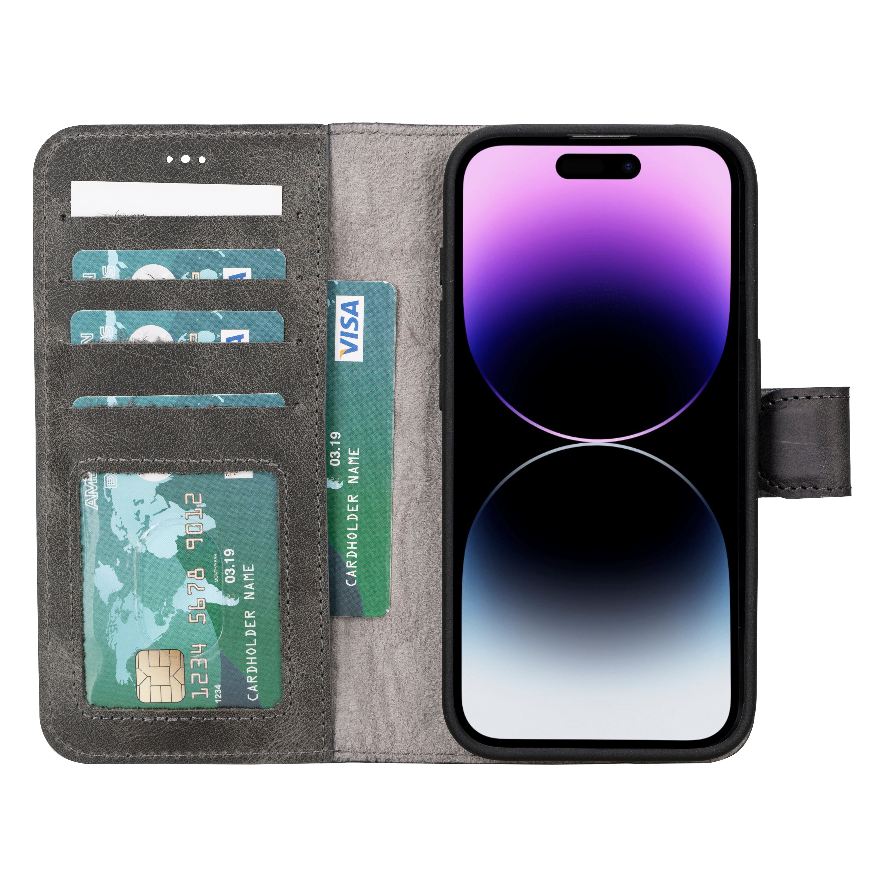 iPhone 15 Pro Max Abnehmbare Lederhülle im Wallet-Stil - Magic Wallet