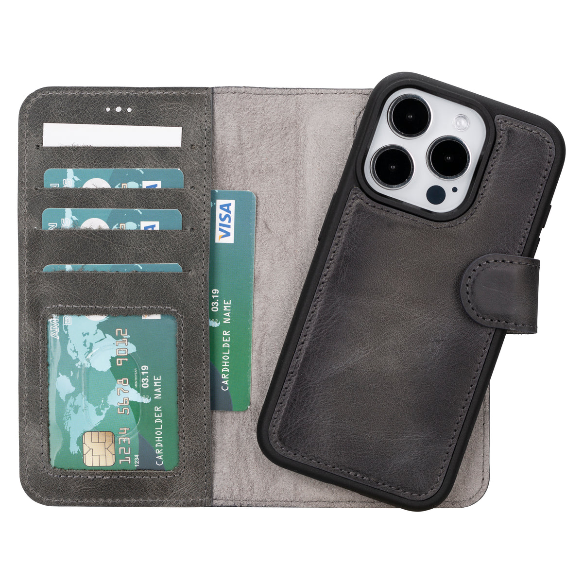 iPhone 15 Pro Detachable Leather Wallet Case - Magic Wallet
