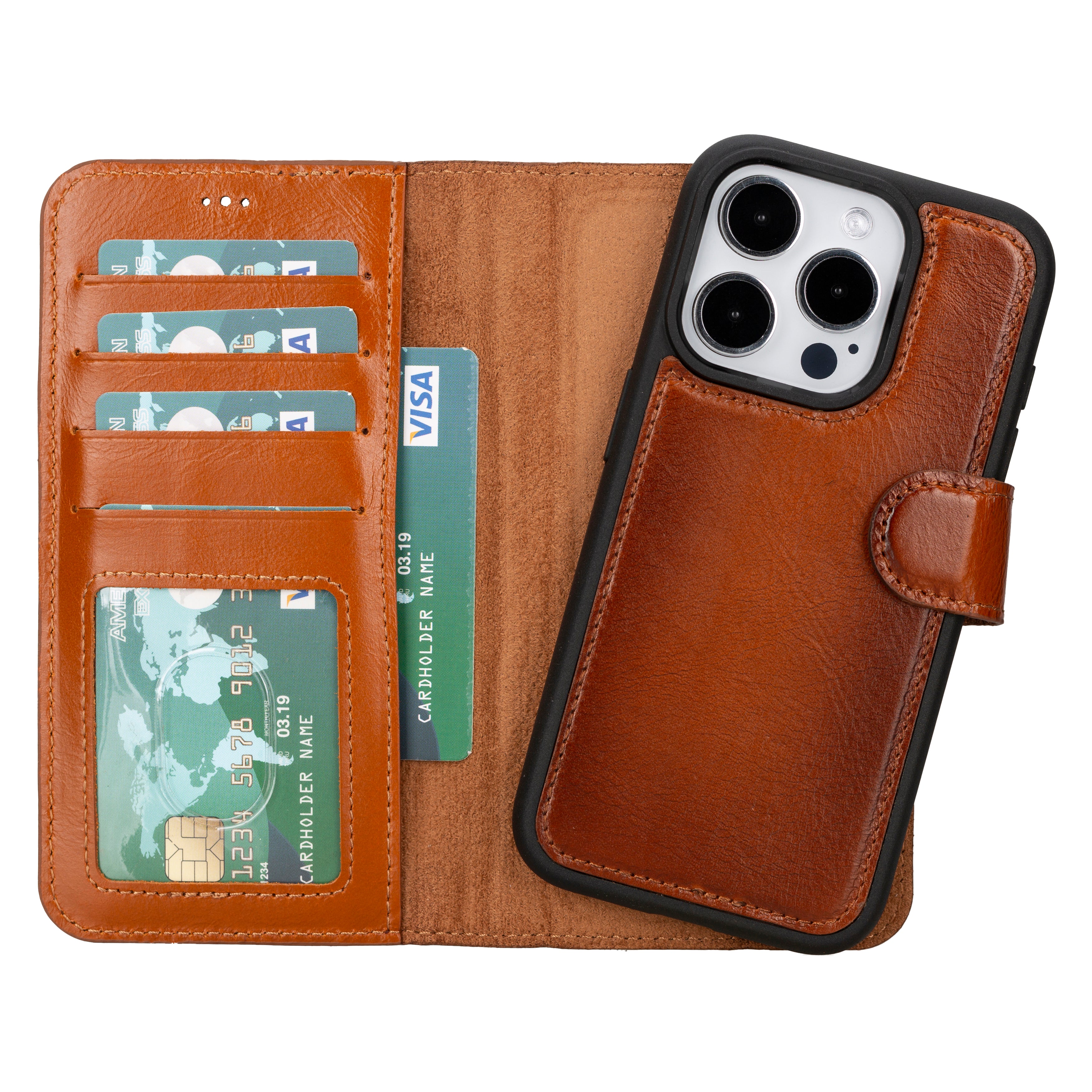 iPhone 15 Pro Detachable Leather Wallet Case - Magic Wallet