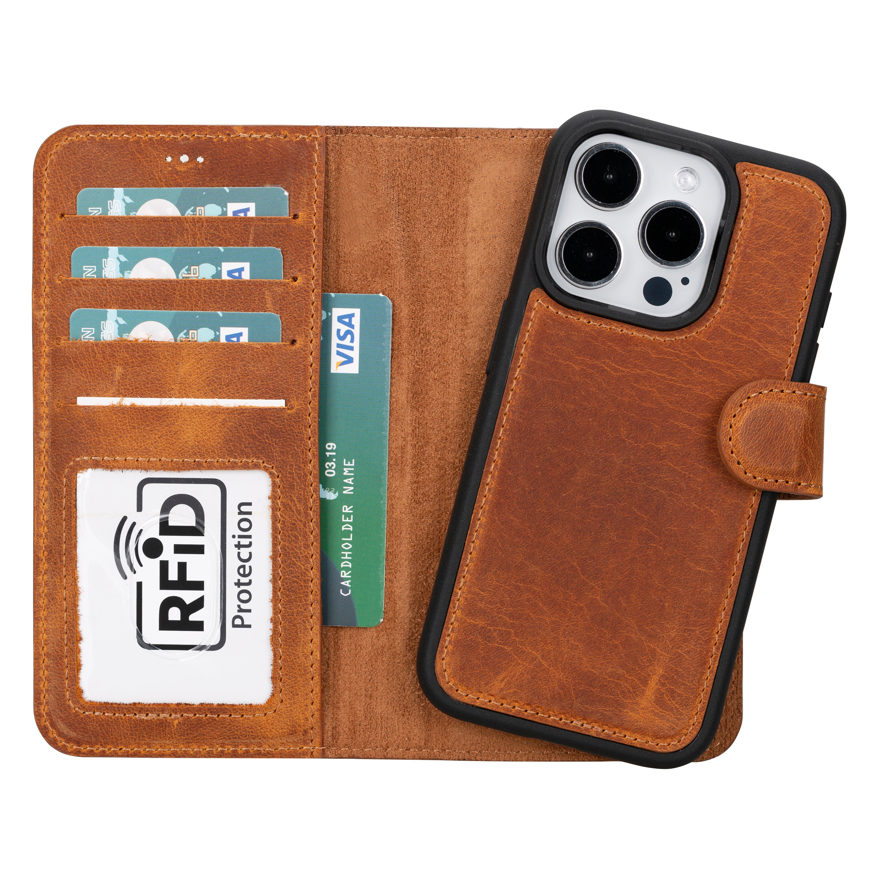 iPhone 15 Pro Detachable Leather Wallet Case - Magic Wallet