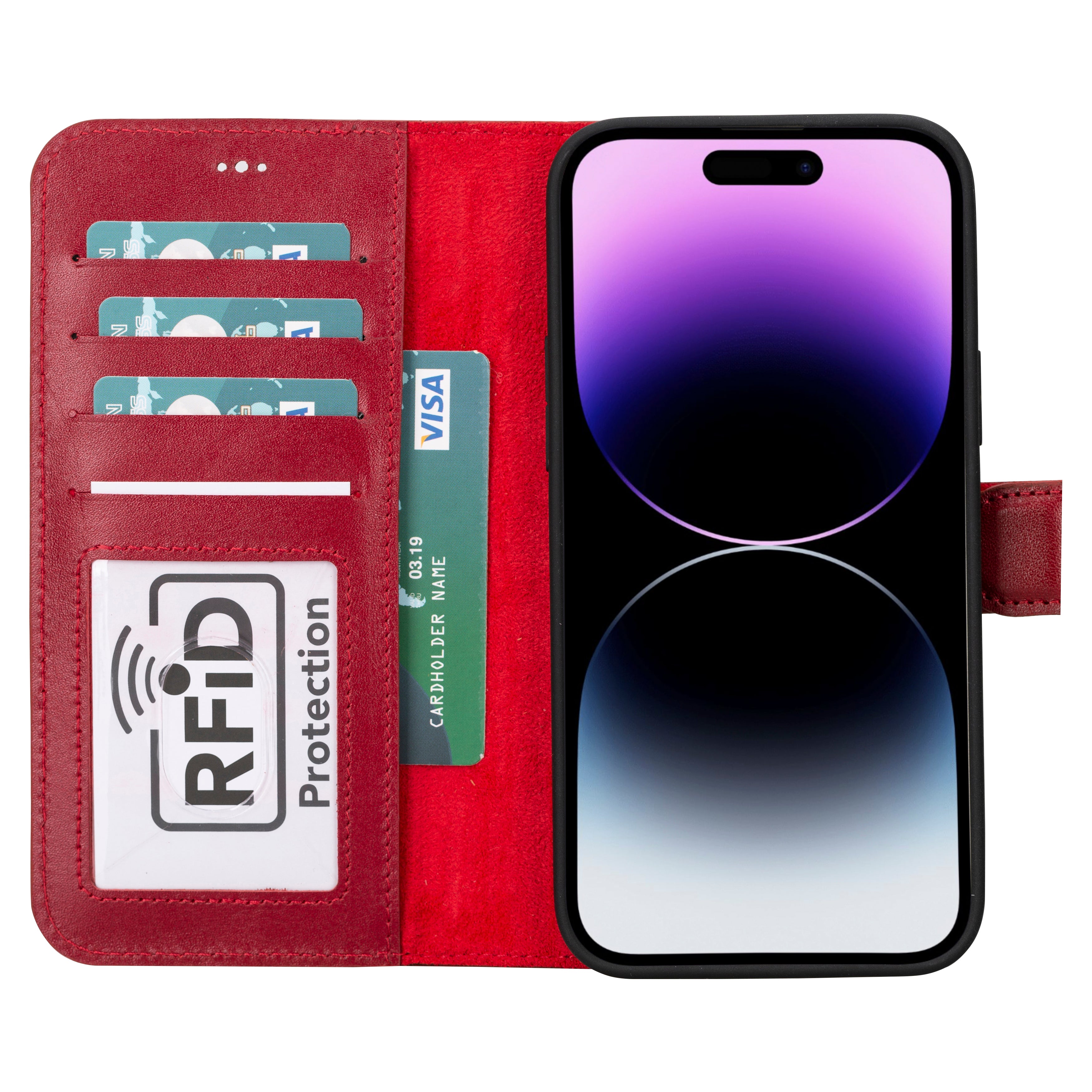 Abnehmbare Lederhülle für iPhone 15 – Magic Wallet