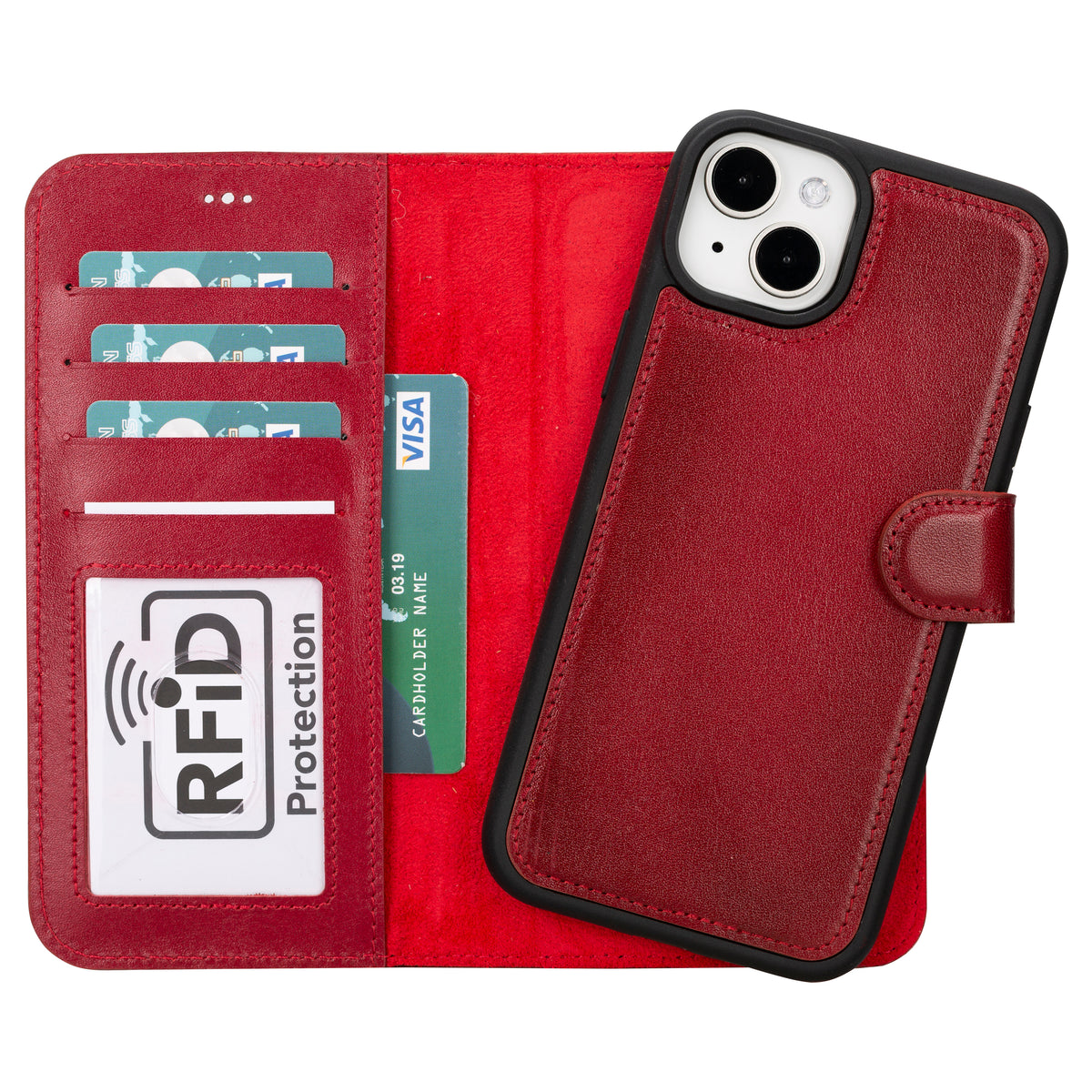 Abnehmbare Lederhülle für iPhone 15 Plus im Wallet-Stil – Magic Wallet