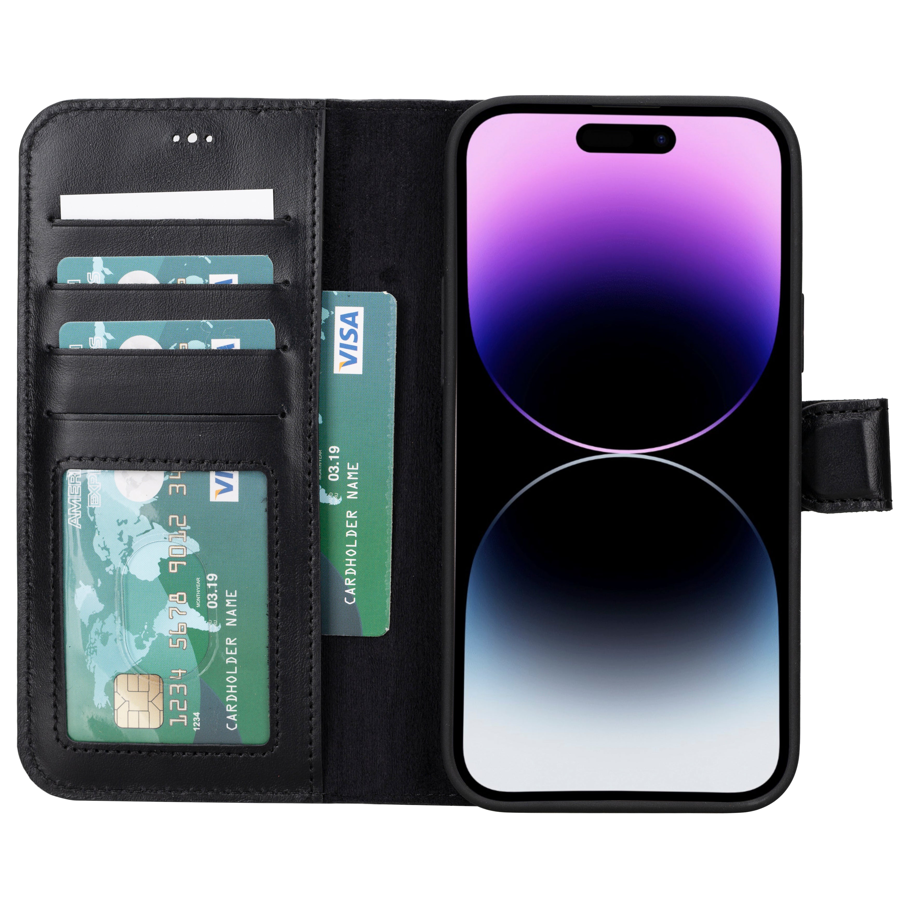 Abnehmbare Lederhülle für iPhone 15 – Magic Wallet