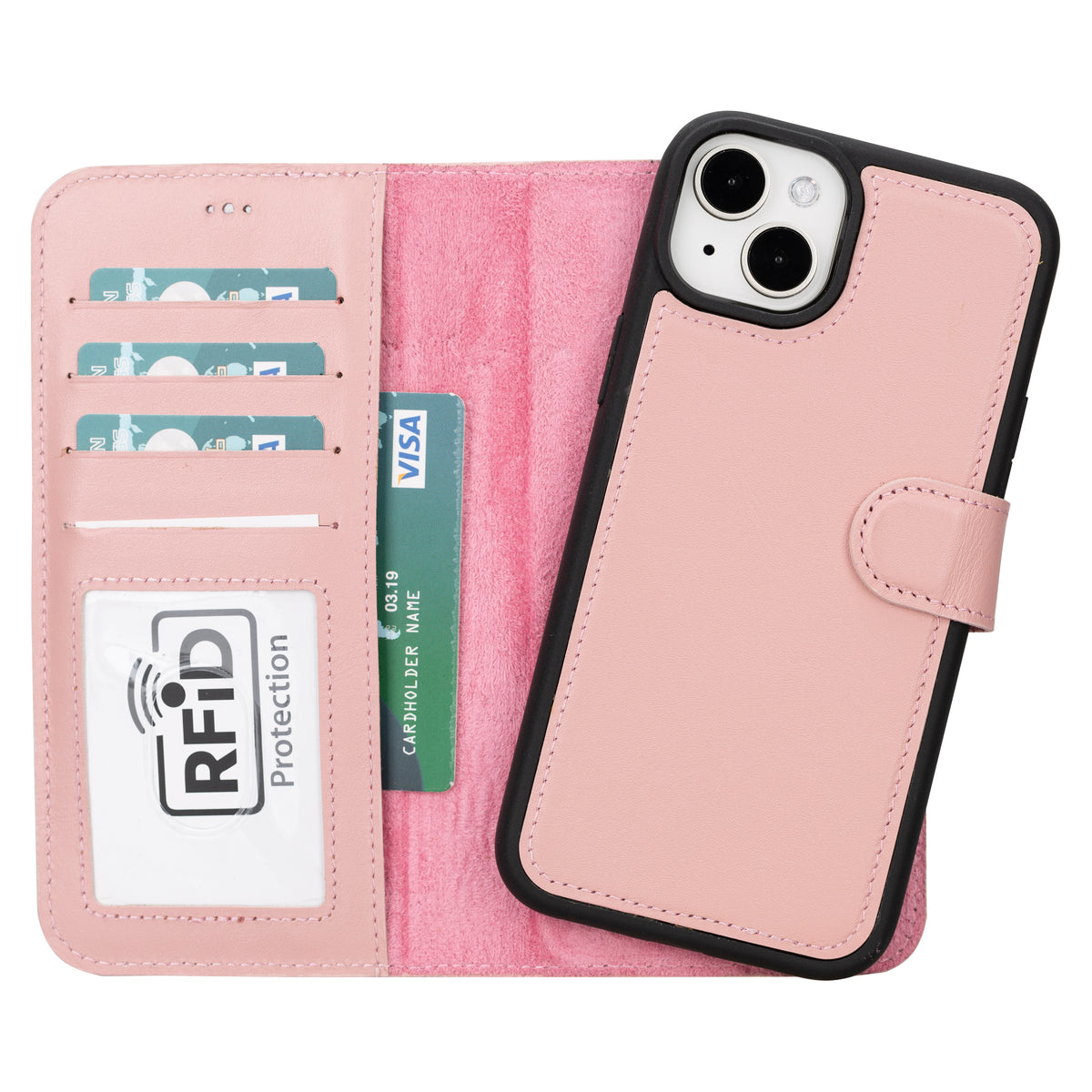 Abnehmbare Lederhülle für iPhone 15 Plus im Wallet-Stil – Magic Wallet