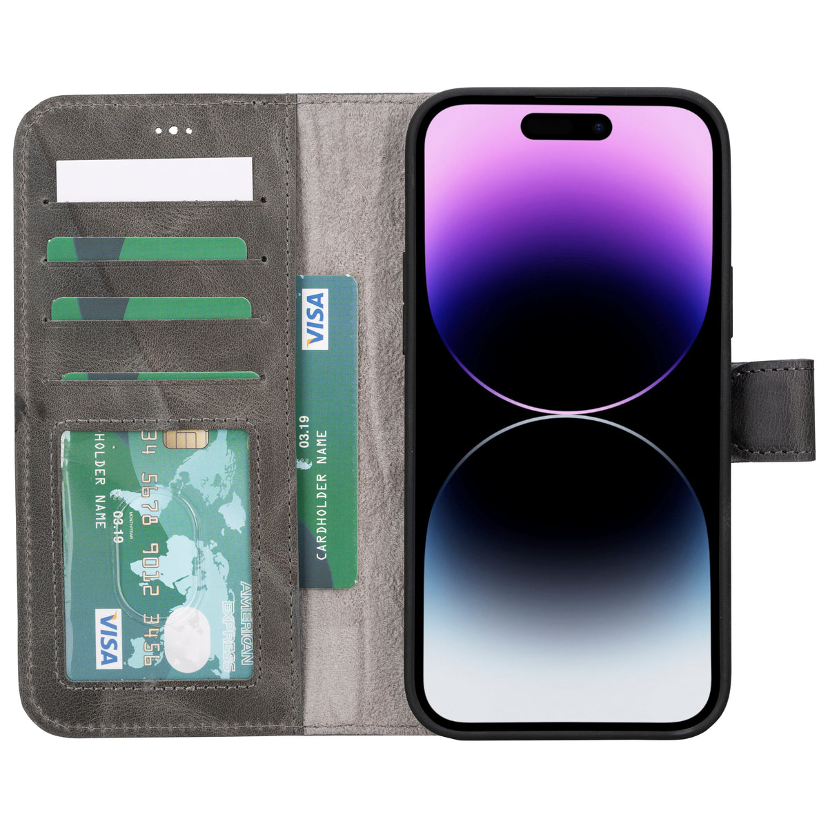 Abnehmbare Lederhülle für iPhone 15 – Magic Wallet