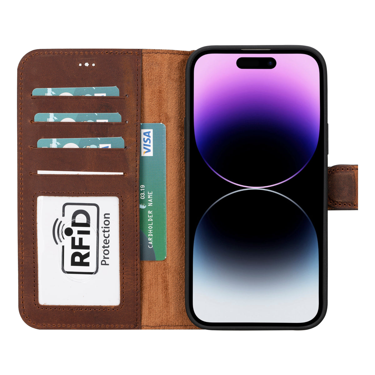 Abnehmbare Lederhülle für iPhone 15 – Magic Wallet