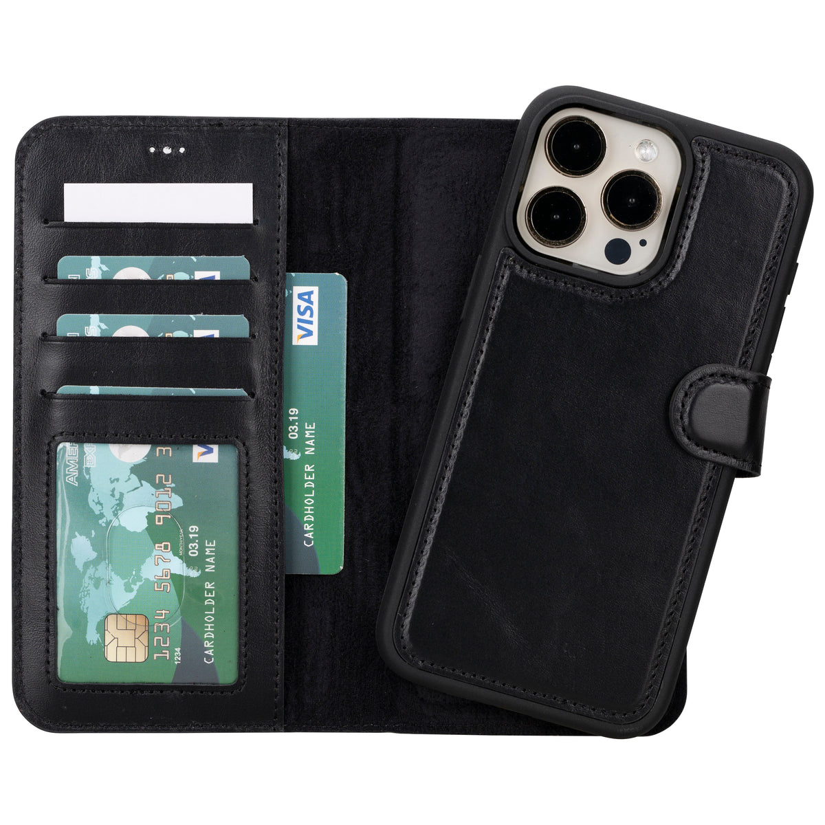 Abnehmbare Lederhülle für iPhone 16 Pro – Magic Wallet