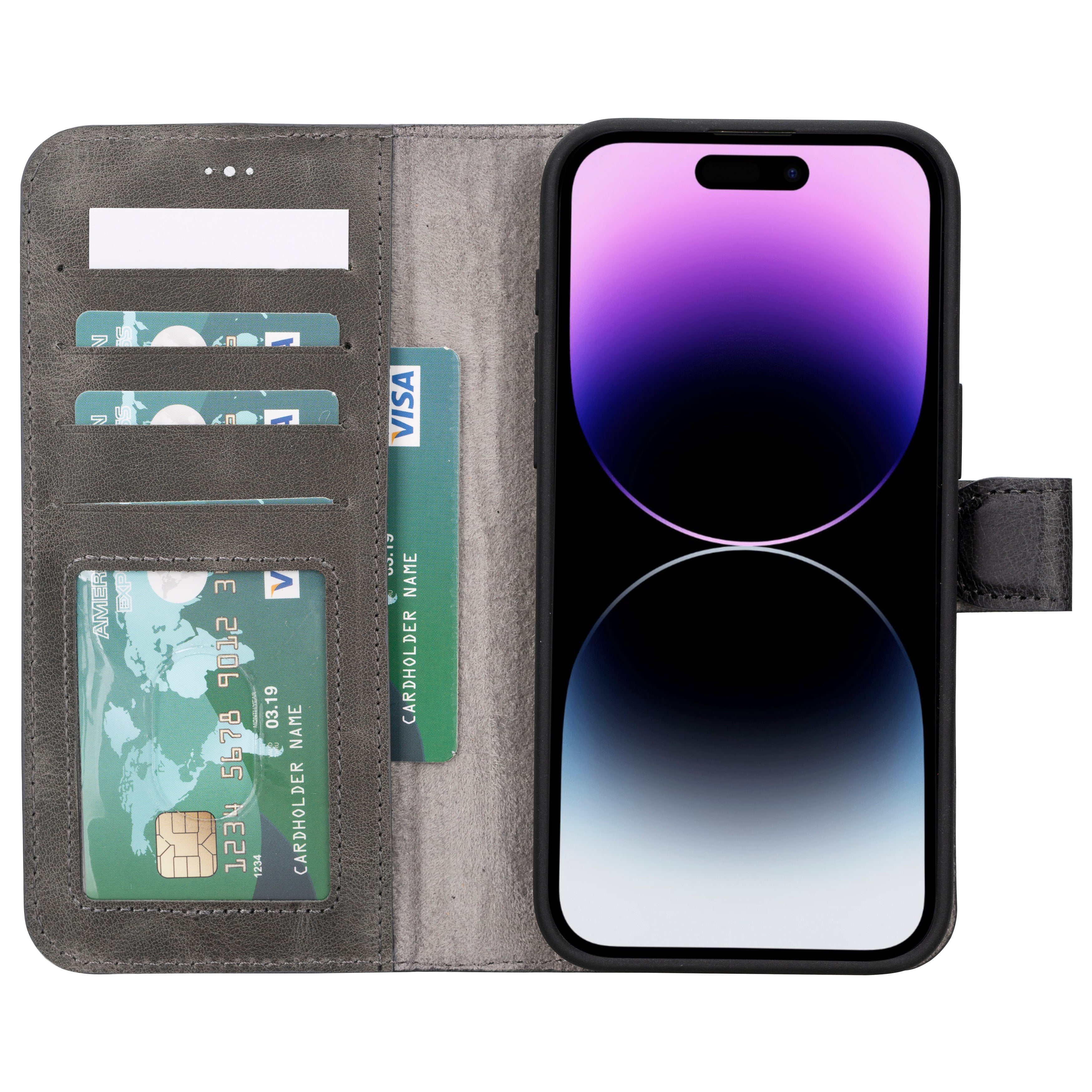 Abnehmbare Brieftaschenhülle aus Leder für iPhone 16 Pro Max - Magic Wallet
