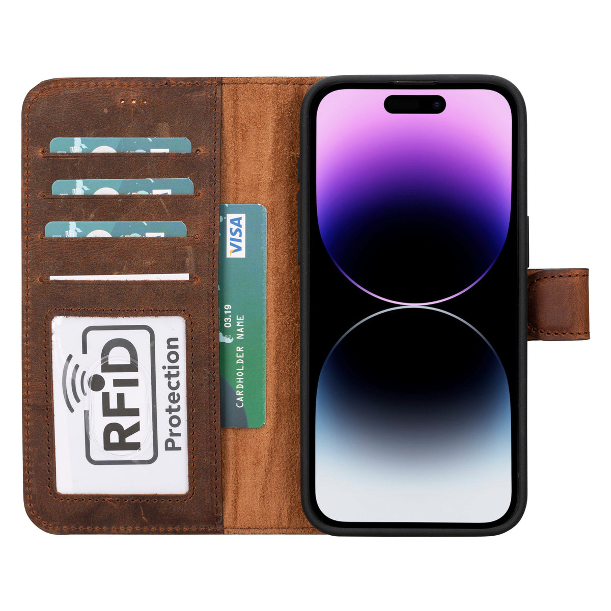 Abnehmbare Lederhülle für iPhone 16 Pro – Magic Wallet