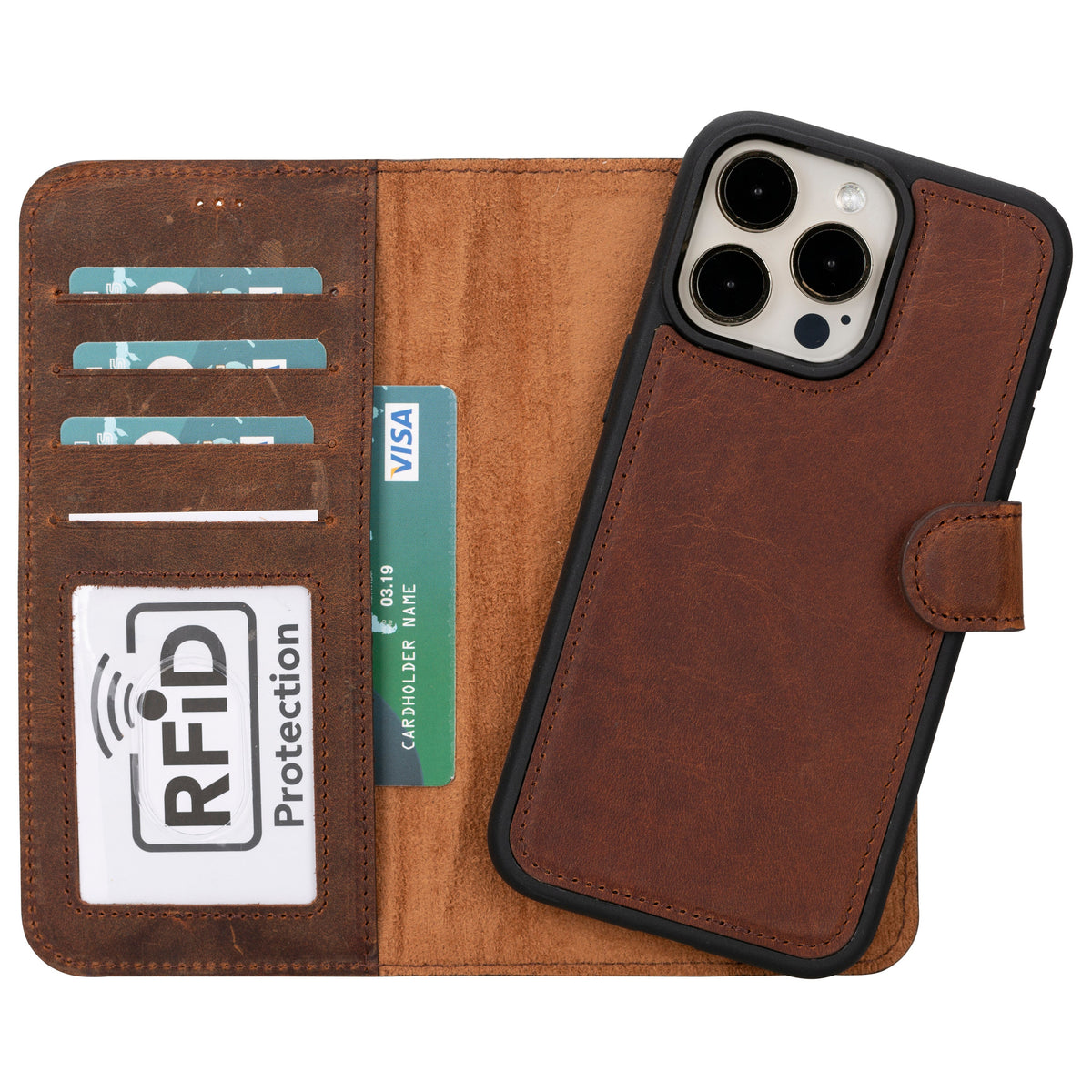 Abnehmbare Brieftaschenhülle aus Leder für iPhone 16 Pro Max - Magic Wallet