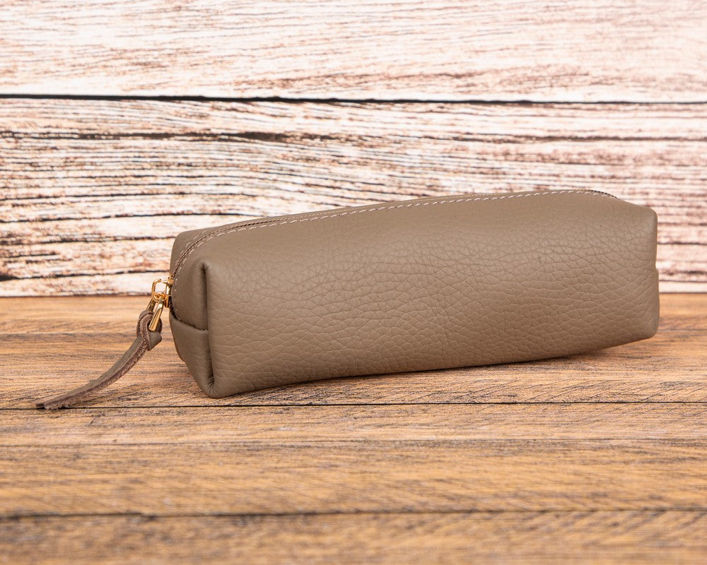 Stifte-, Federmäppchen und Kosmetiktasche aus echtem Leder mit Reißverschluss - Multibox