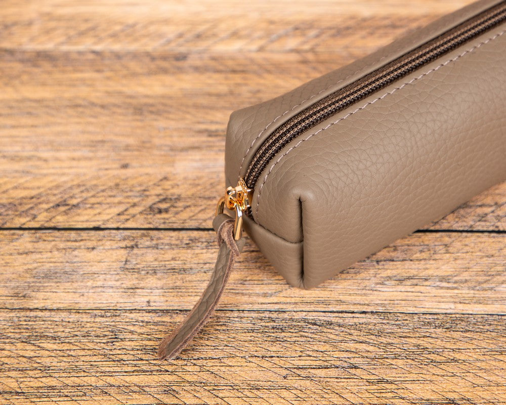 Stifte-, Federmäppchen und Kosmetiktasche aus echtem Leder mit Reißverschluss - Multibox