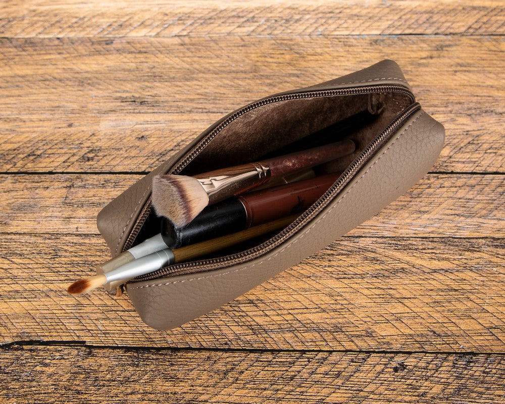 Stifte-, Federmäppchen und Kosmetiktasche aus echtem Leder mit Reißverschluss - Multibox