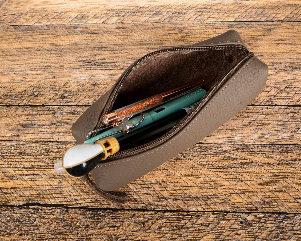 Stifte-, Federmäppchen und Kosmetiktasche aus echtem Leder mit Reißverschluss - Multibox