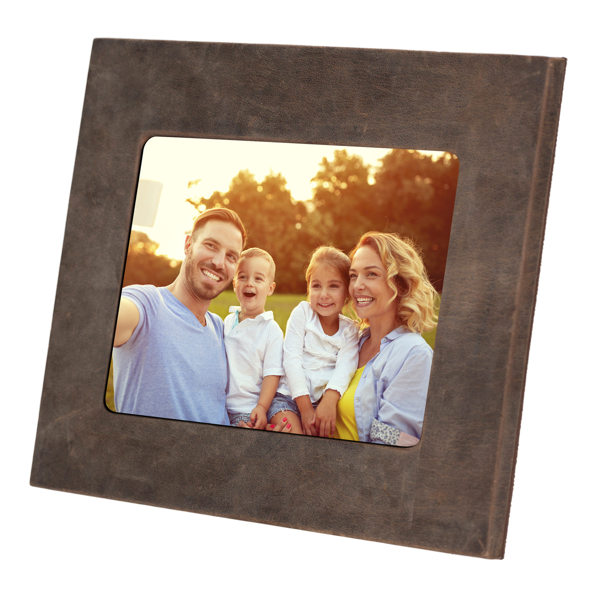 Cadre photo en cuir véritable, 22 x 17 cm (photo 15 x 10)