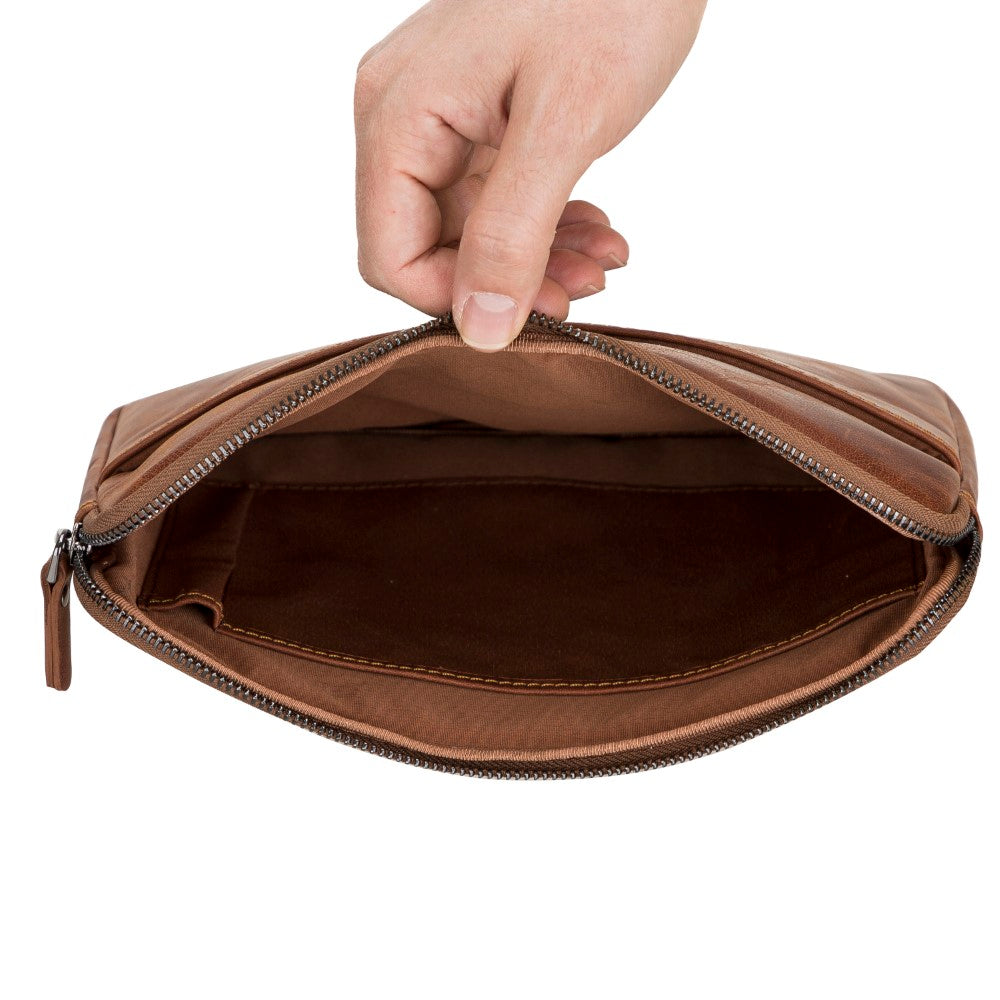 Schlanke Laptop-/Tablet-Tasche aus Leder – Awe