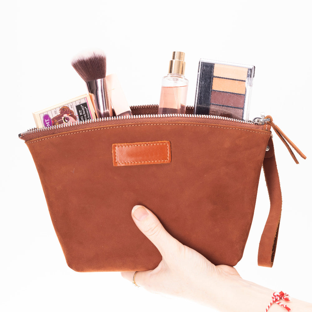 Leather Makeup Bag - Luna
