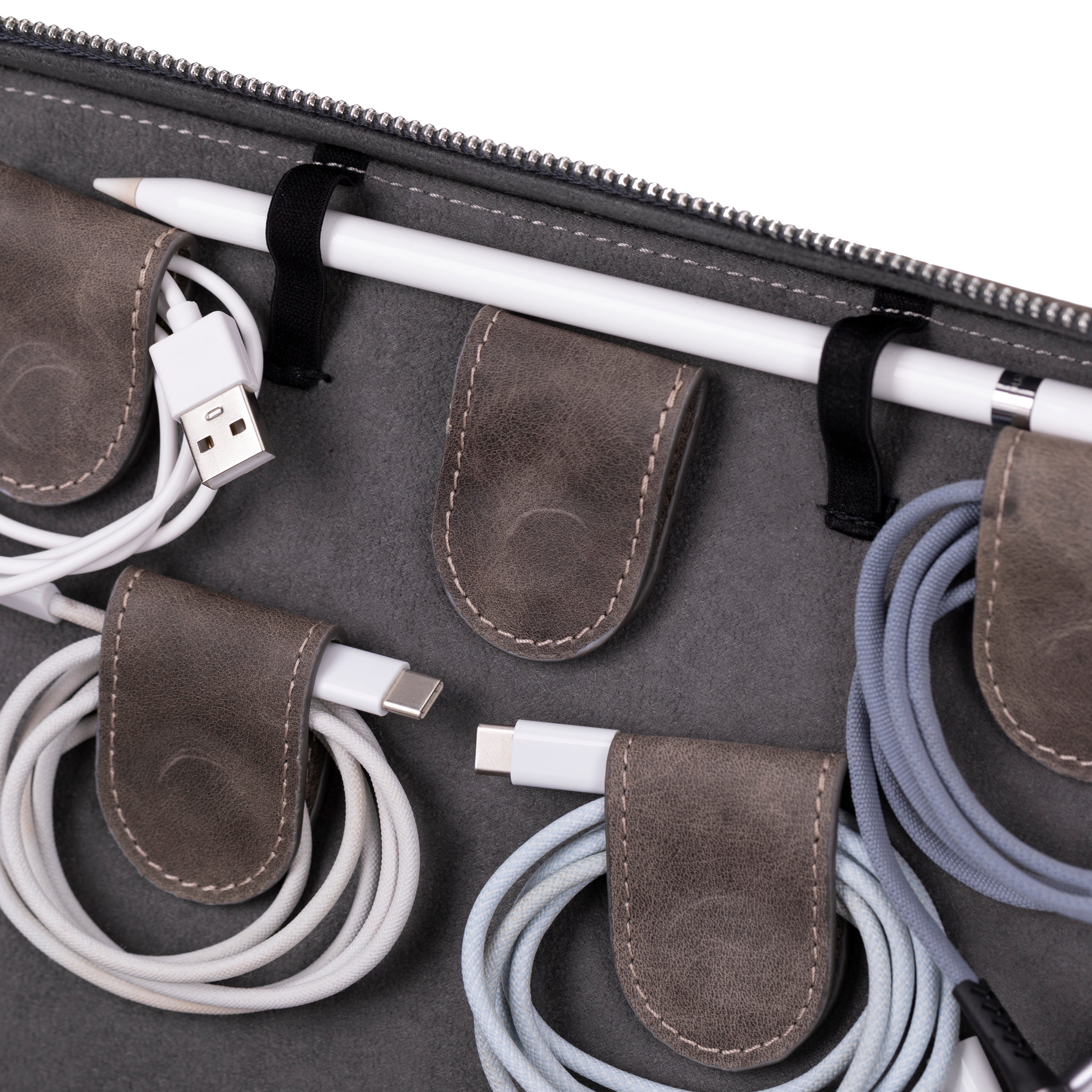 Reise-Kabel-Organizer aus echtem Leder