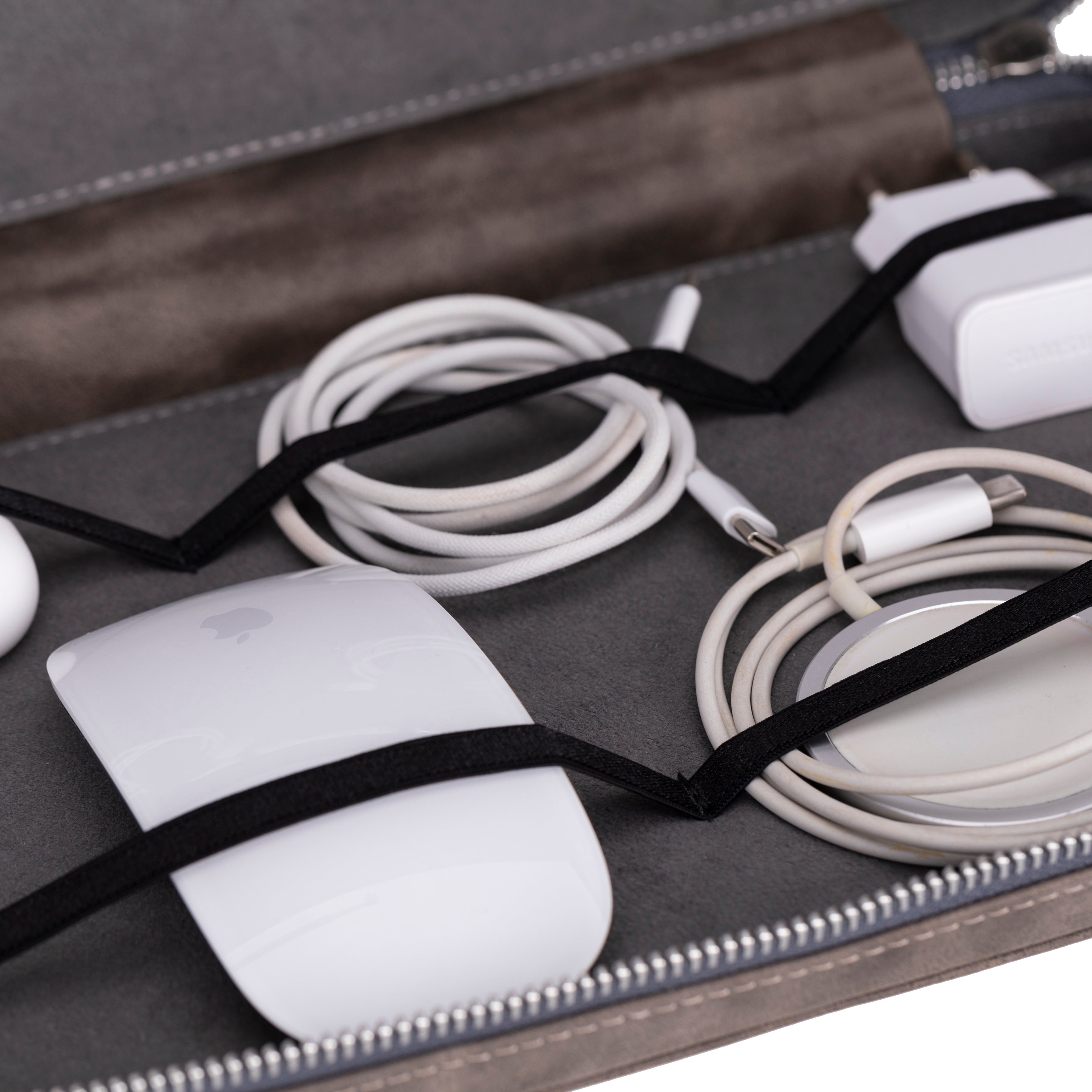 Reise-Kabel-Organizer aus echtem Leder