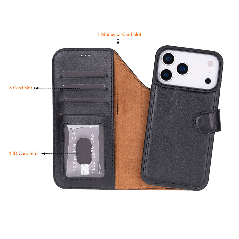 iPhone 17 Pro Leather Detachable Wallet Case - Magic Wallet