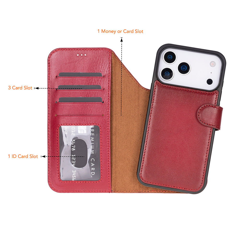 iPhone 17 Pro Max Leather Detachable Wallet Case - Magic Wallet
