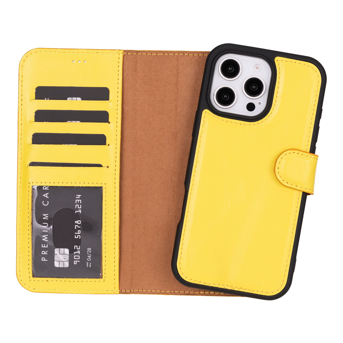 Abnehmbare Brieftaschenhülle aus Leder für iPhone 16 Pro Max - Magic Wallet