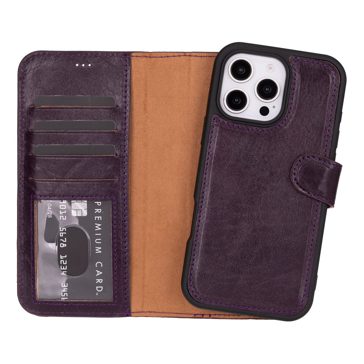 Abnehmbare Brieftaschenhülle aus Leder für iPhone 16 Pro Max - Magic Wallet