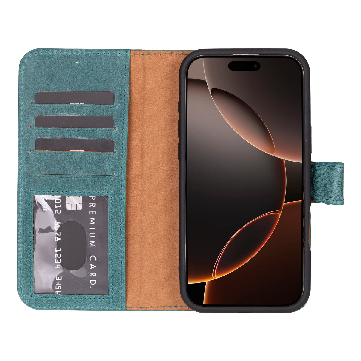 Abnehmbare Brieftaschenhülle aus Leder für iPhone 16 Pro Max - Magic Wallet
