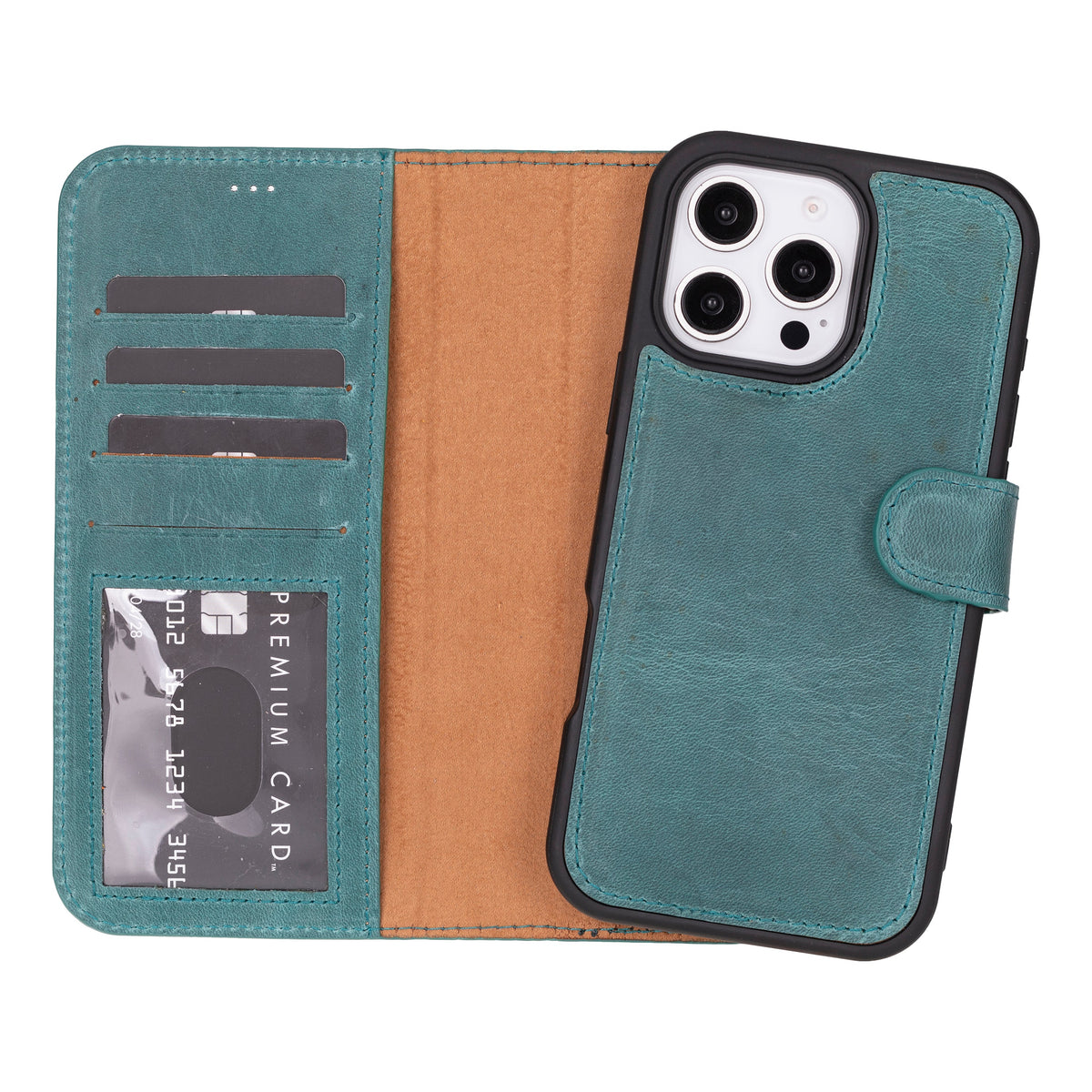 Abnehmbare Brieftaschenhülle aus Leder für iPhone 16 Pro Max - Magic Wallet