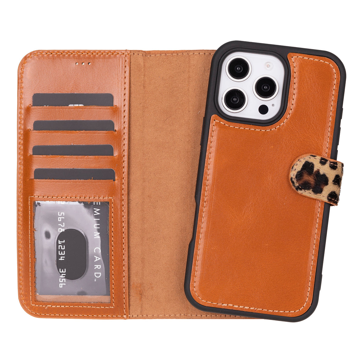 Abnehmbare Brieftaschenhülle aus Leder für iPhone 16 Pro Max - Magic Wallet